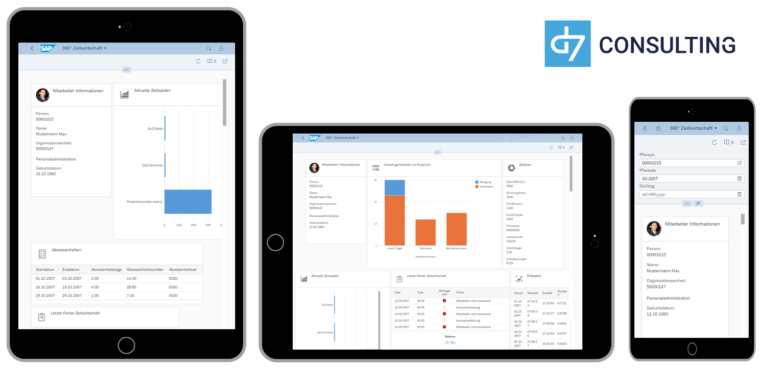 d7 SAP SAPUI5 App Mobile Dashboard Time evaluation results SAP HCM microservice