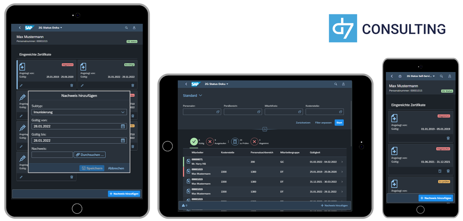 d7 App Zutrittskontrolle & Nachweismanagement Fiori 3.0 Dark Theme